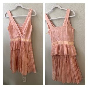 cosette pink layered frilly mini dress womens size 2